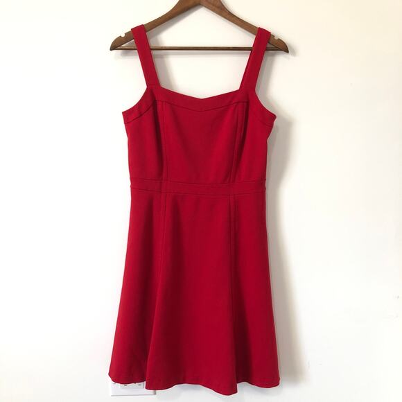 INC Red Fit & Flare Mini Dress Square Neck Sleeveless M Holiday Party Date Night - Picture 2 of 13